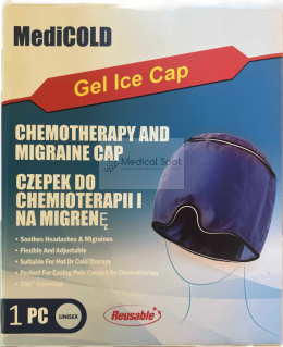 Czepek chłodzący do chemioterapii lub migrenę, żelowa terapia zimnem/ciepłem.MediCOLD.